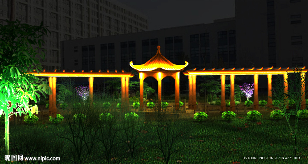 古建走廊亭子亮化