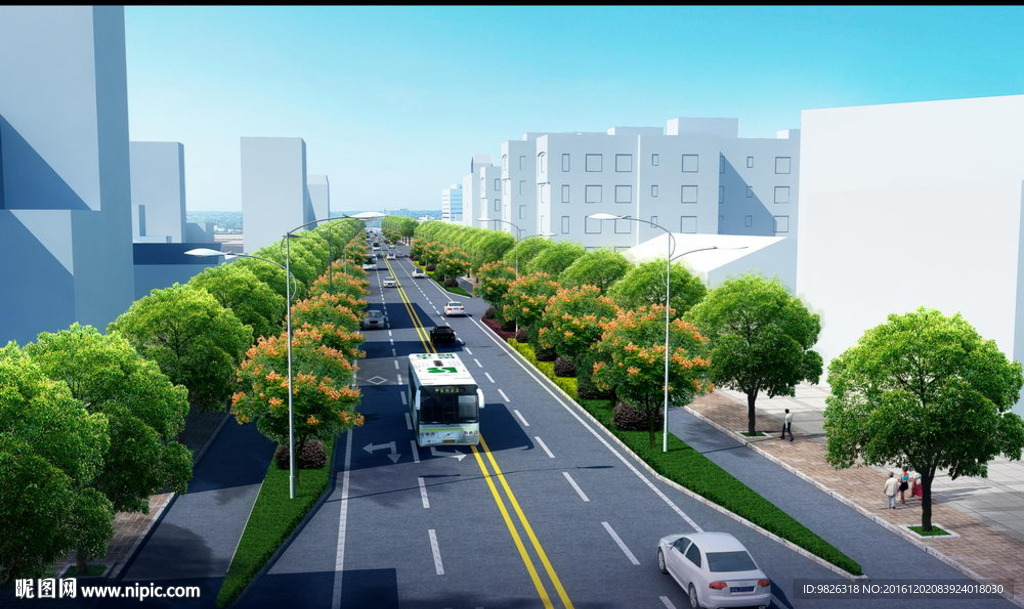 道路绿化鸟瞰图