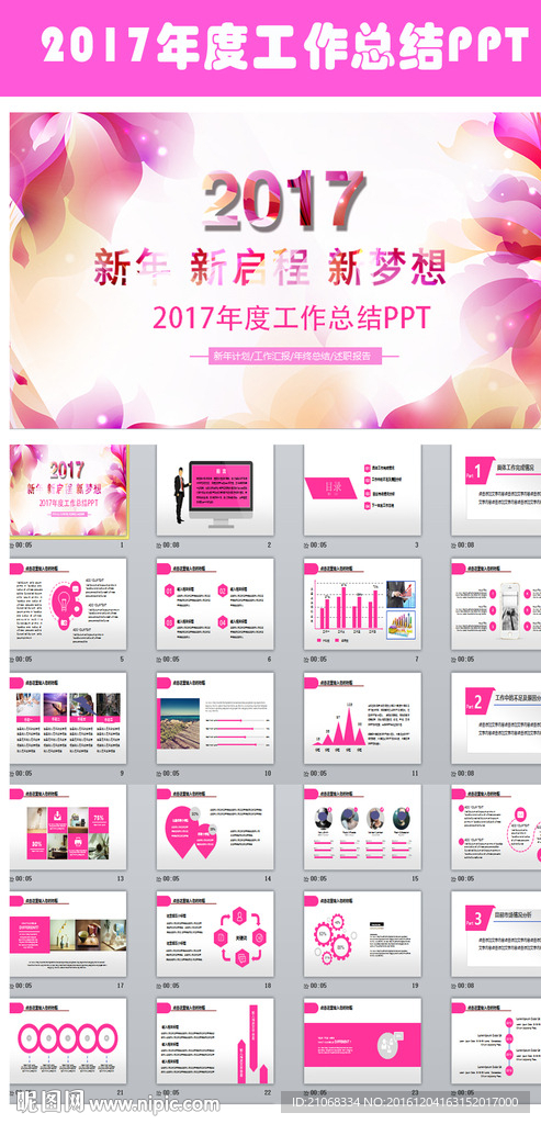 创意花纹2017年终总结PPT