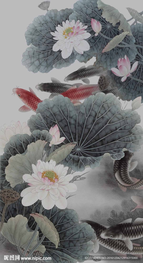 荷花鲤鱼玄关