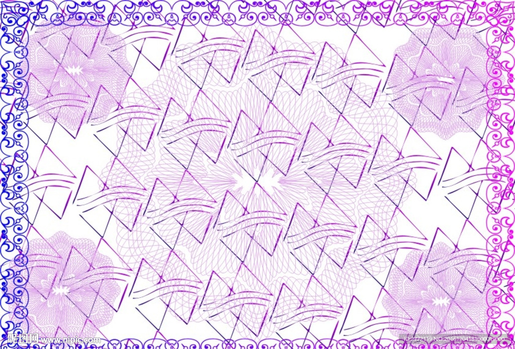 紫红花边 证书底纹