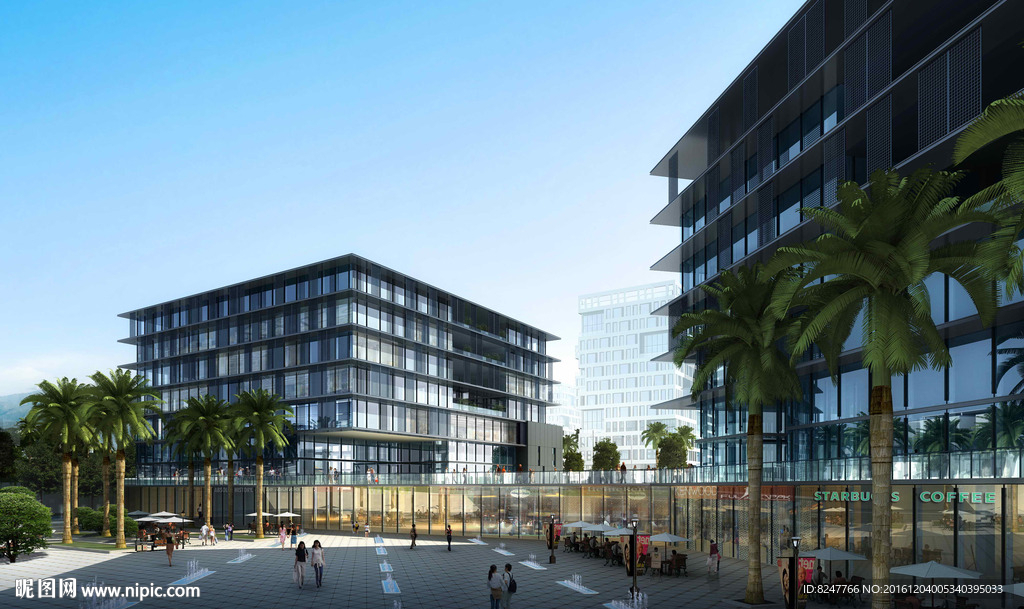 现代商业街建筑效果图