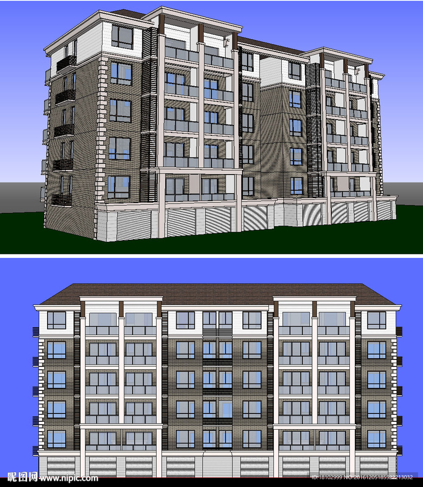 多层住宅建筑草图大师模型