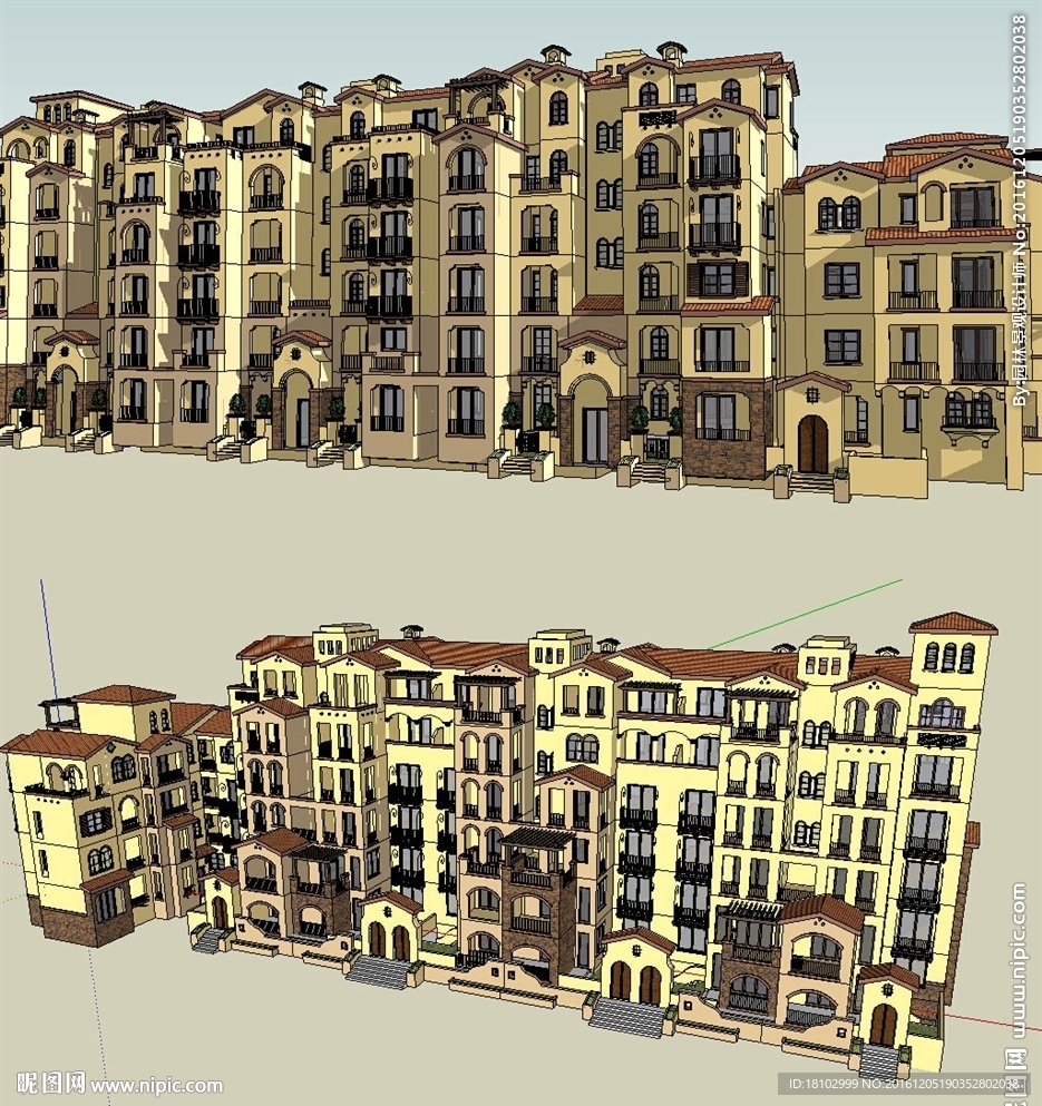西班牙风格建筑草图大师SU模型