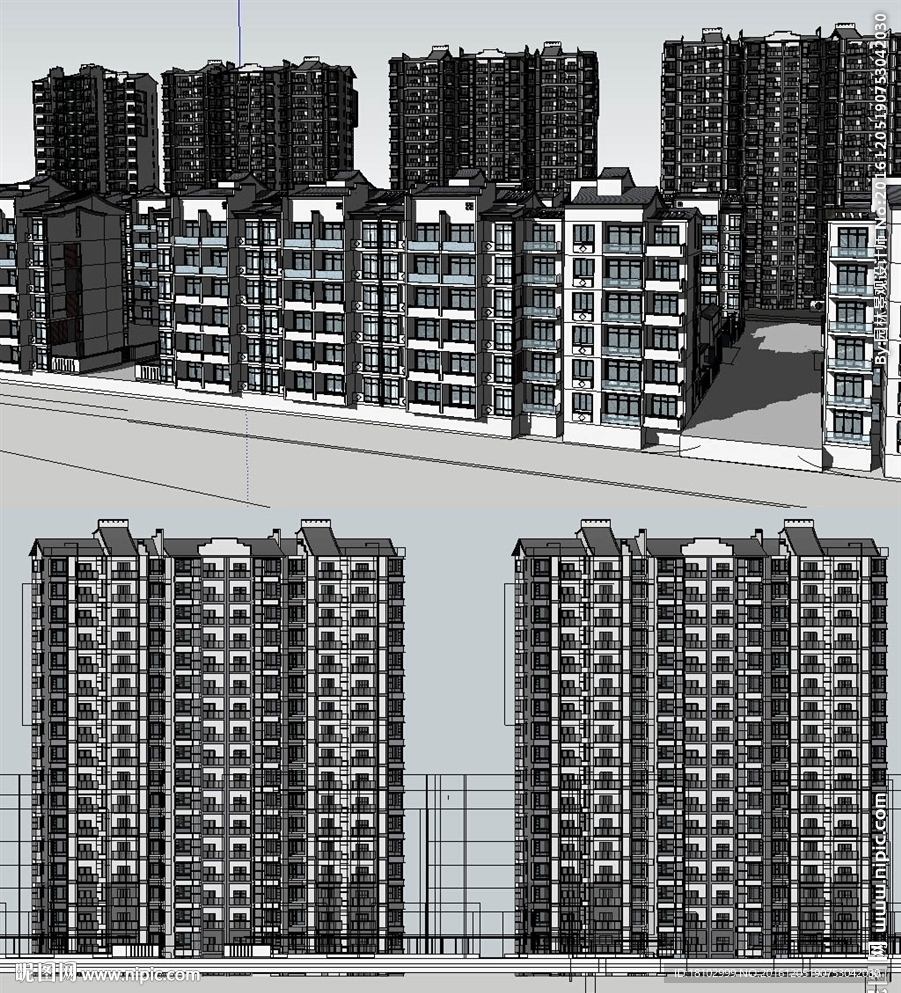 新中式住宅建筑草图大师SU模型
