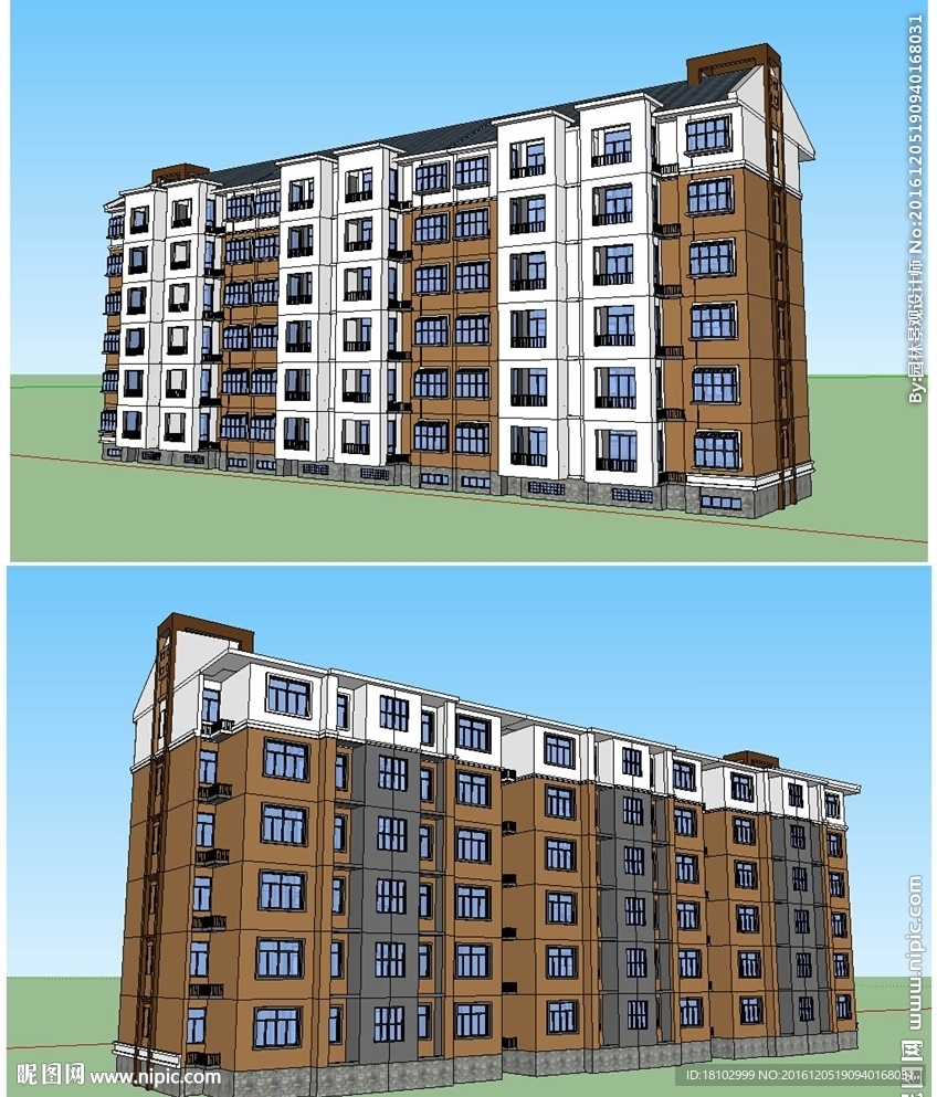 板式多层模型建筑草图大师SU模