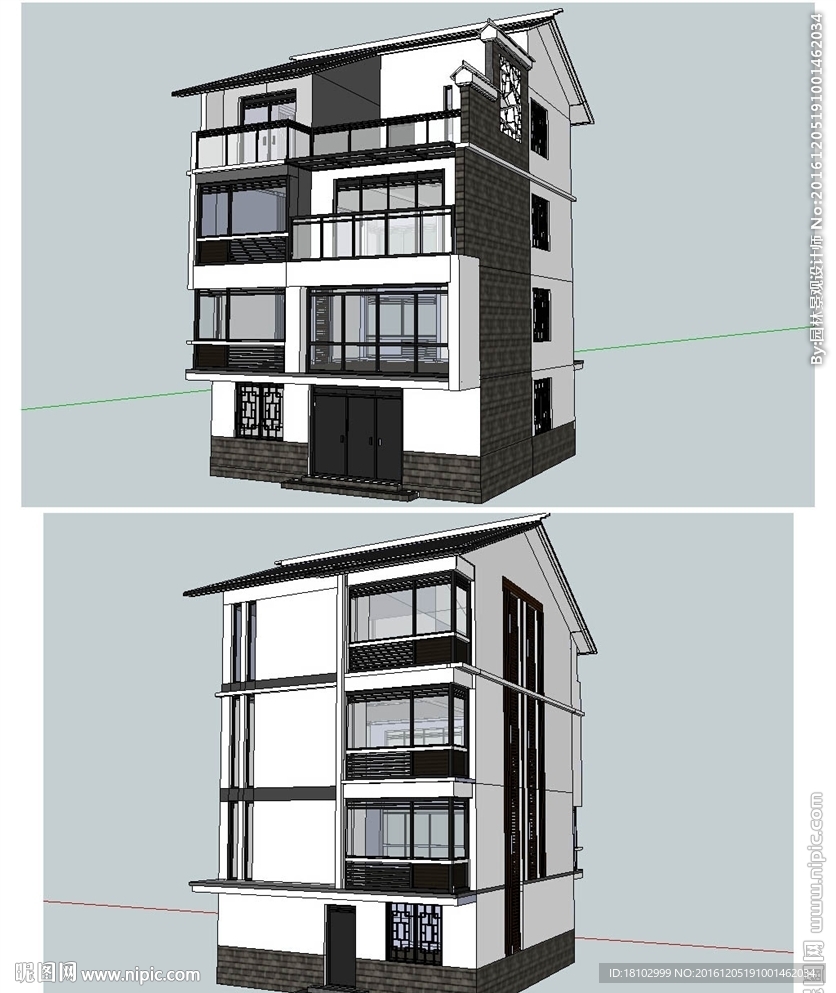 中式小住宅模型建筑草图大师SU