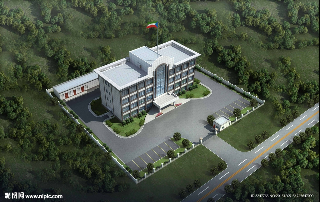 会议大厦鸟瞰建筑效果图