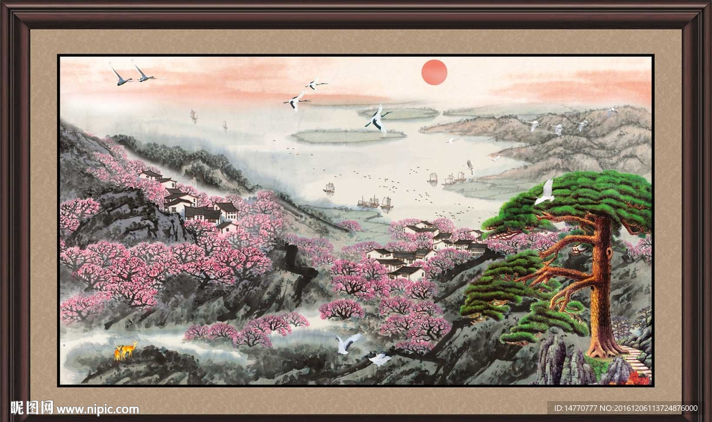 国画迎客松