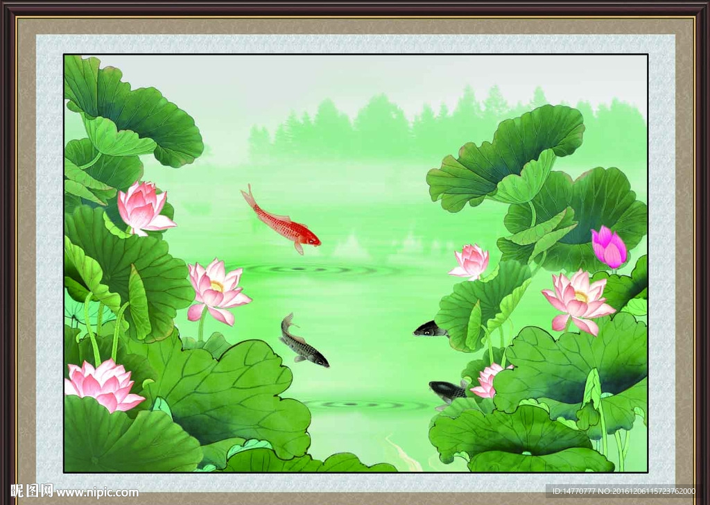 荷花鲤鱼图