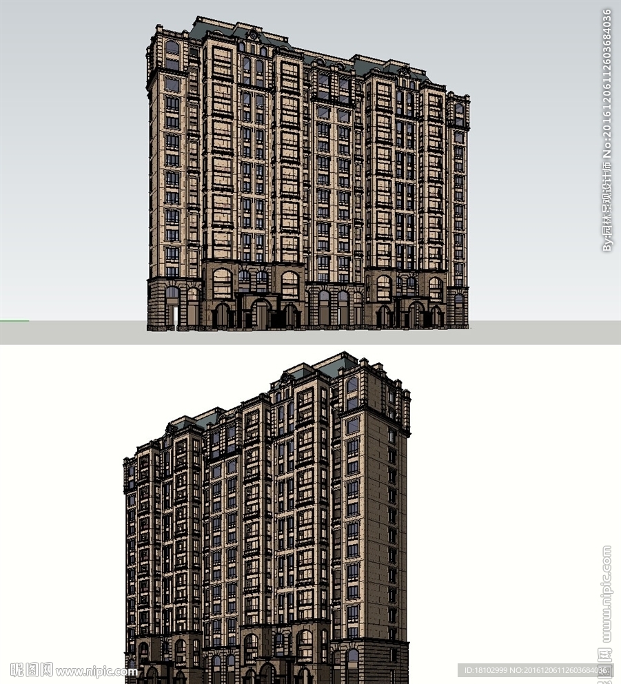 法式高层建筑草图大师SU模型