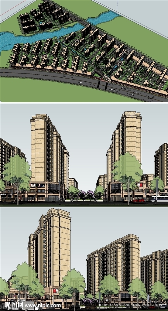 高级住宅建筑草图大师SU模型