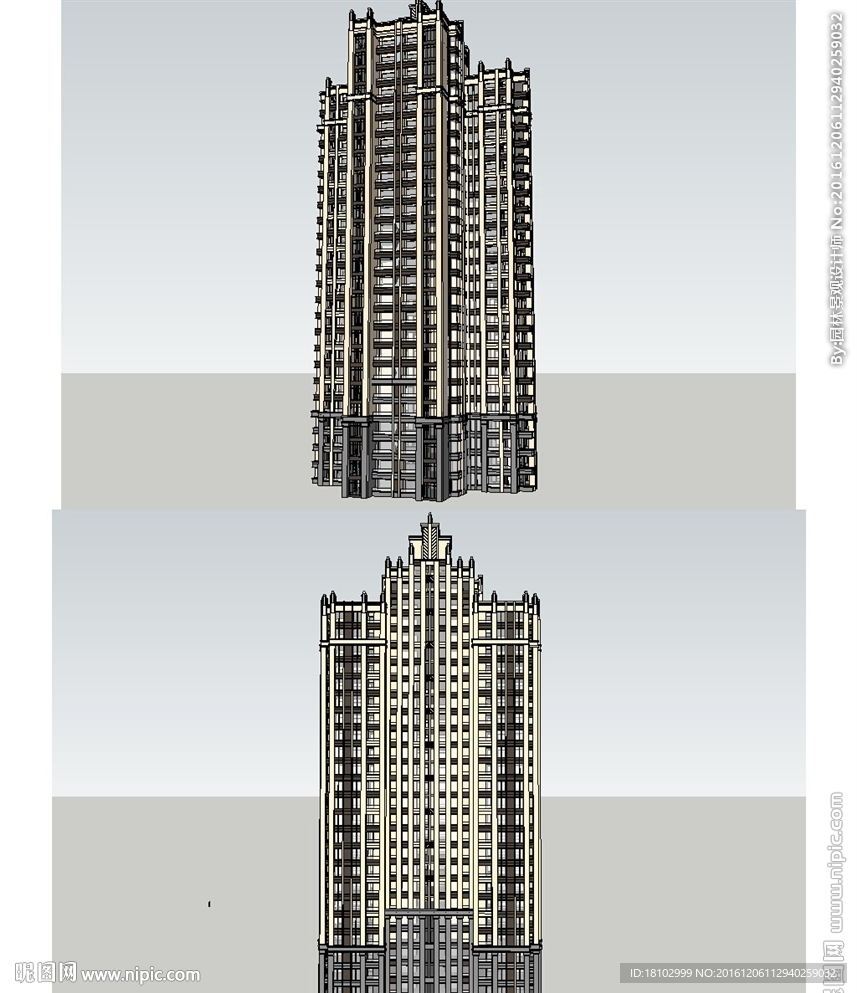 高层住宅建筑草图大师SU模型