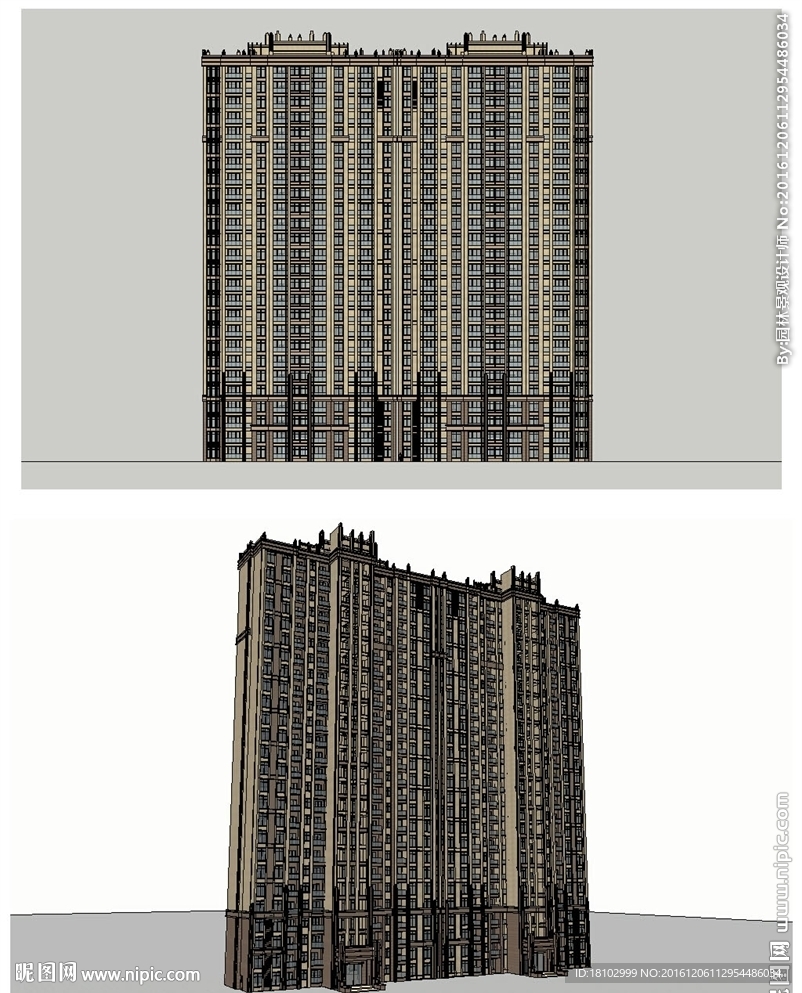 高层住宅建筑草图大师SU模型