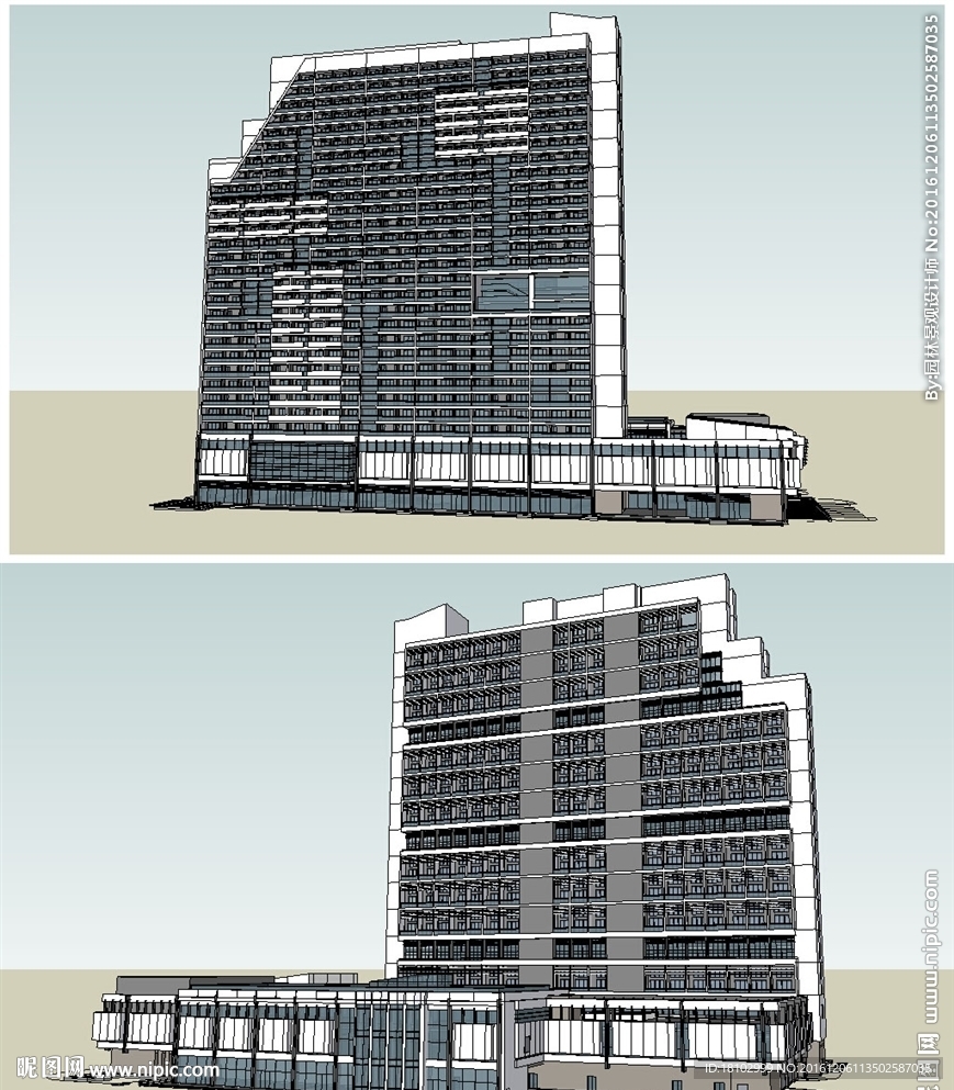 商业写字楼建筑草图大师SU模型