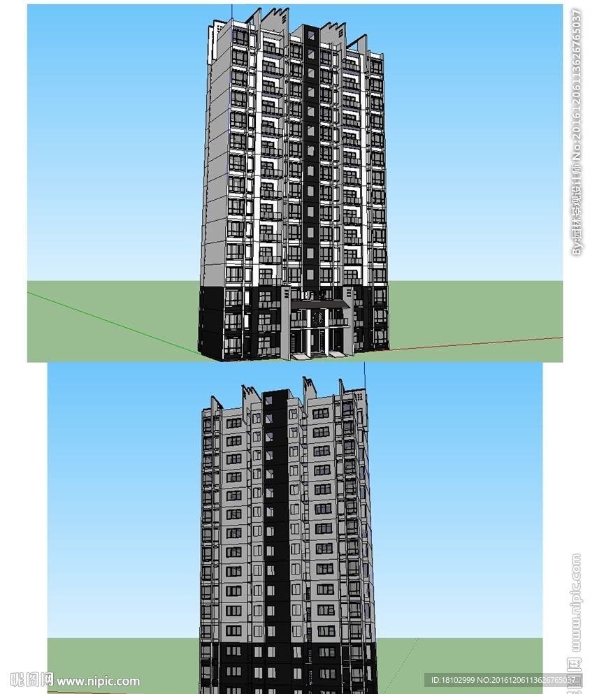 新中式风格住宅建筑草图大师SU
