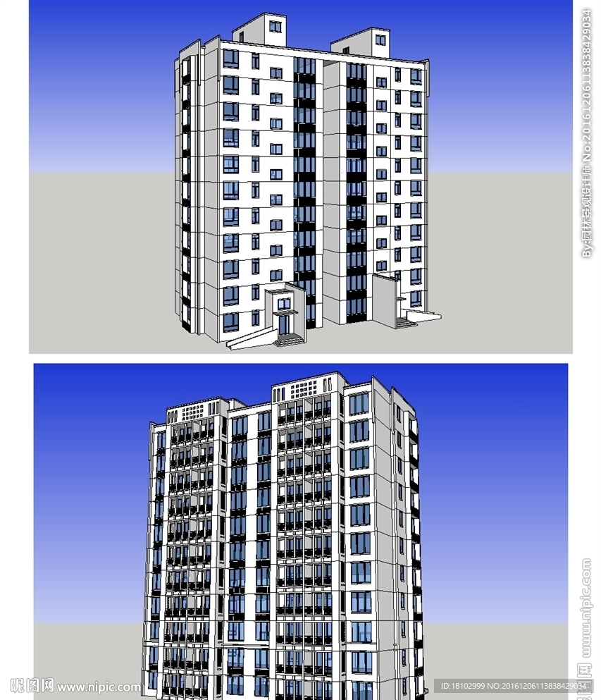 中式高层建筑草图大师SU模型