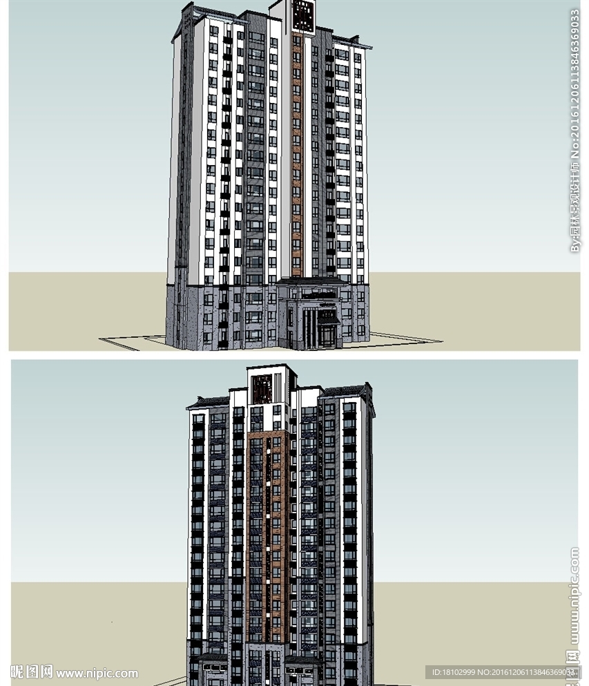 中式住宅建筑草图大师SU模型