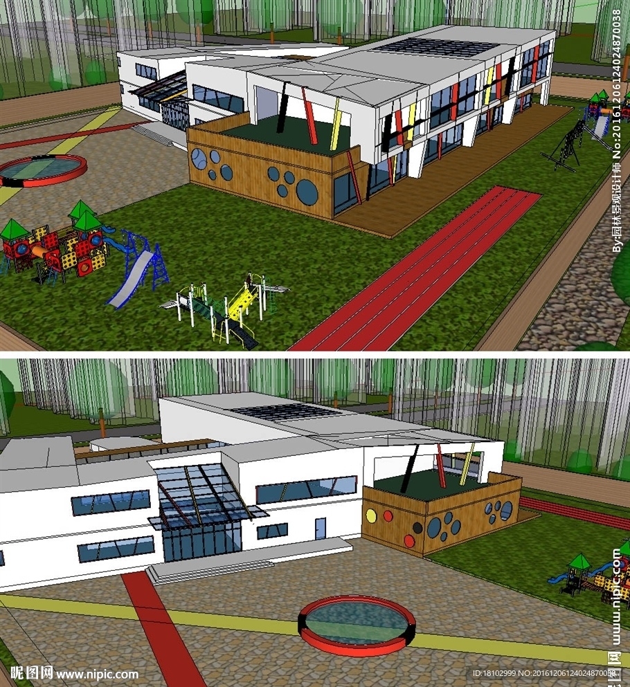 幼儿园建筑草图大师SU模型