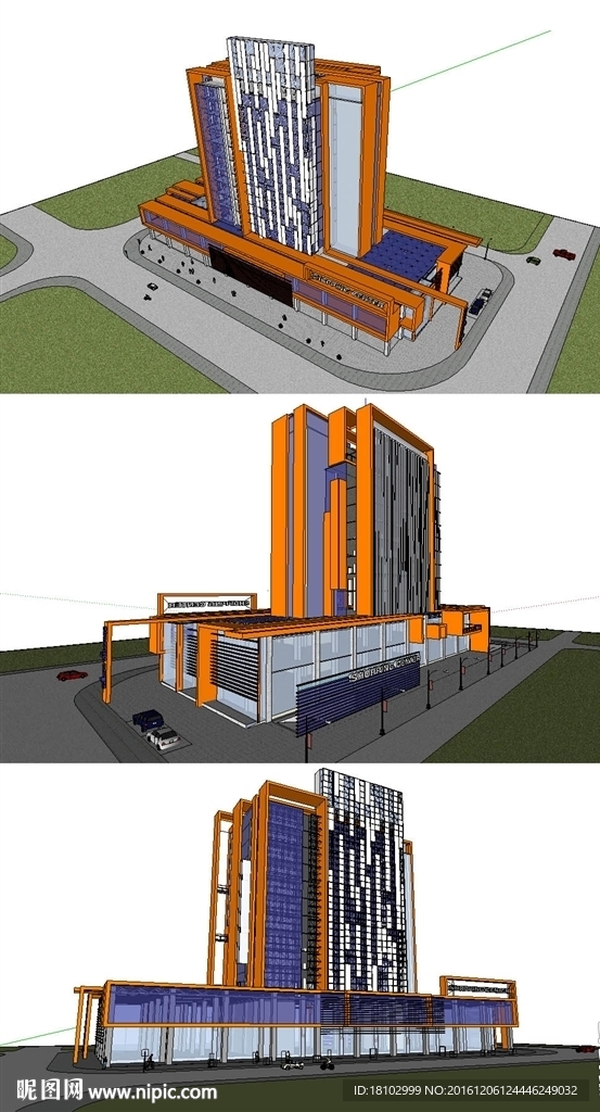 商场办公楼建筑草图大师SU模型
