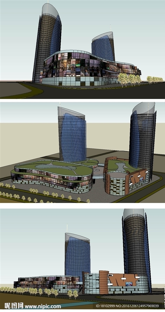 商业综合体建筑草图大师SU模型