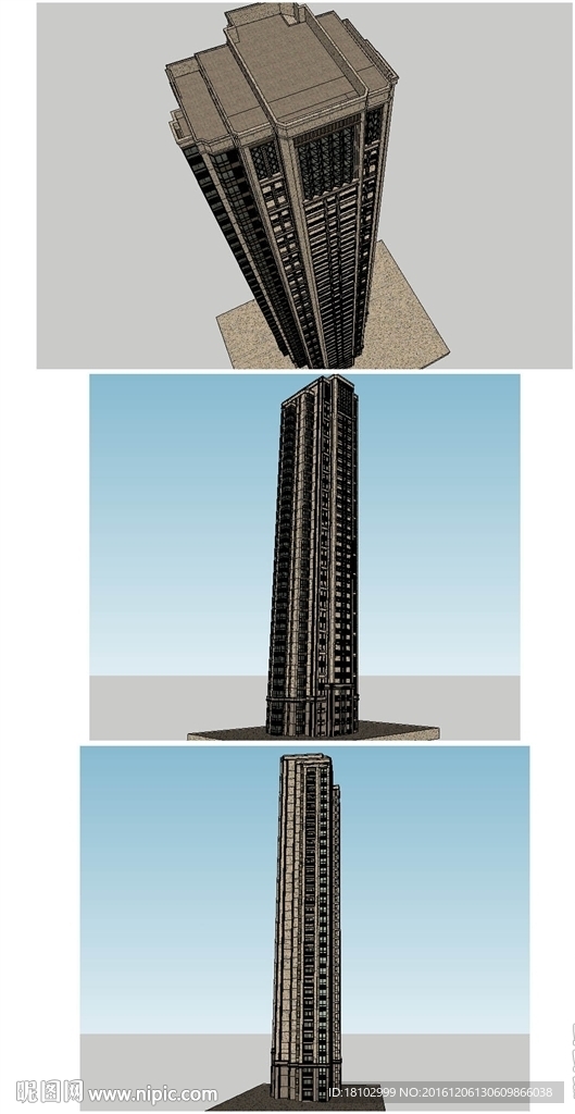 新古典高层建筑草图大师SU模型