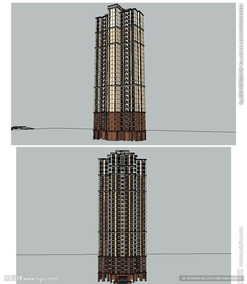 高层住宅楼建筑草图大师SU模型