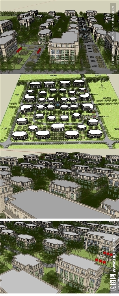 总部基地建筑草图大师SU模型