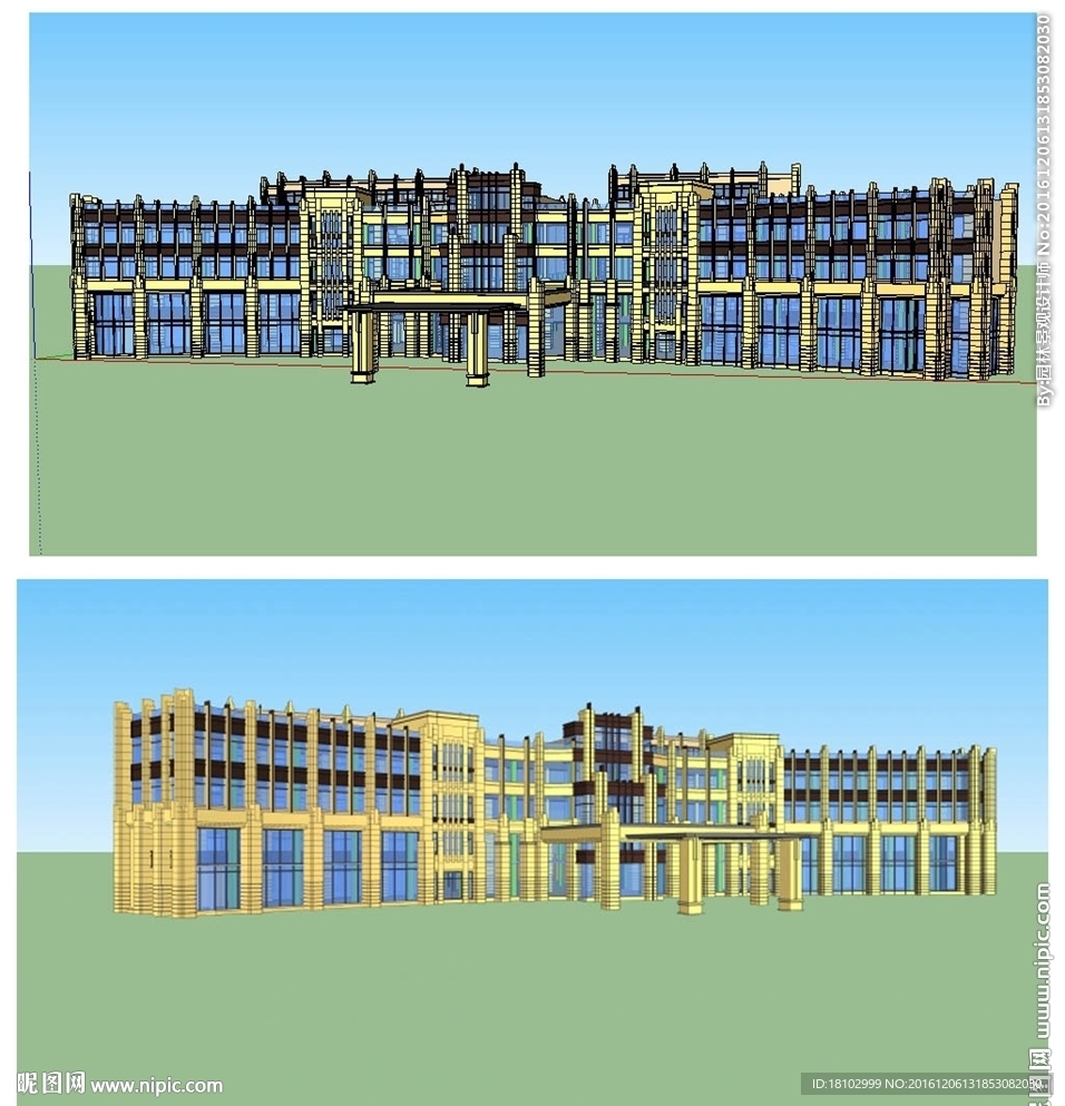 新古典酒店建筑草图大师SU模型