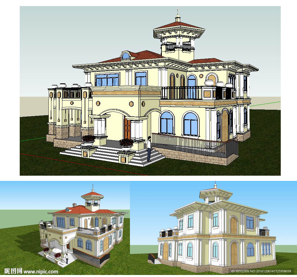 欧式别墅建筑草图大师SU模型