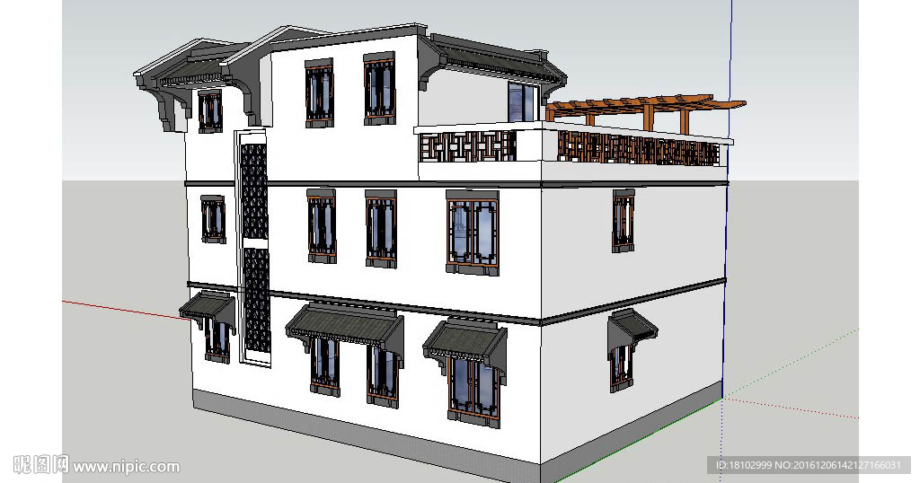 中式别墅带CAD草图大师模型