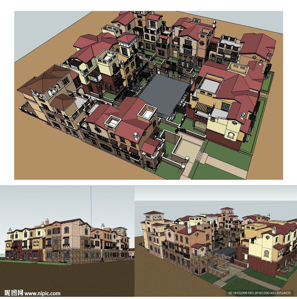 西班牙风格建筑草图大师SU模型