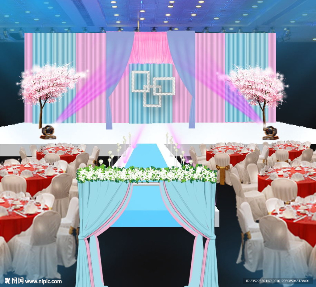 粉蓝色婚礼仪式区设计图__效果图_环境设计_设计图库_昵图网nipic.com