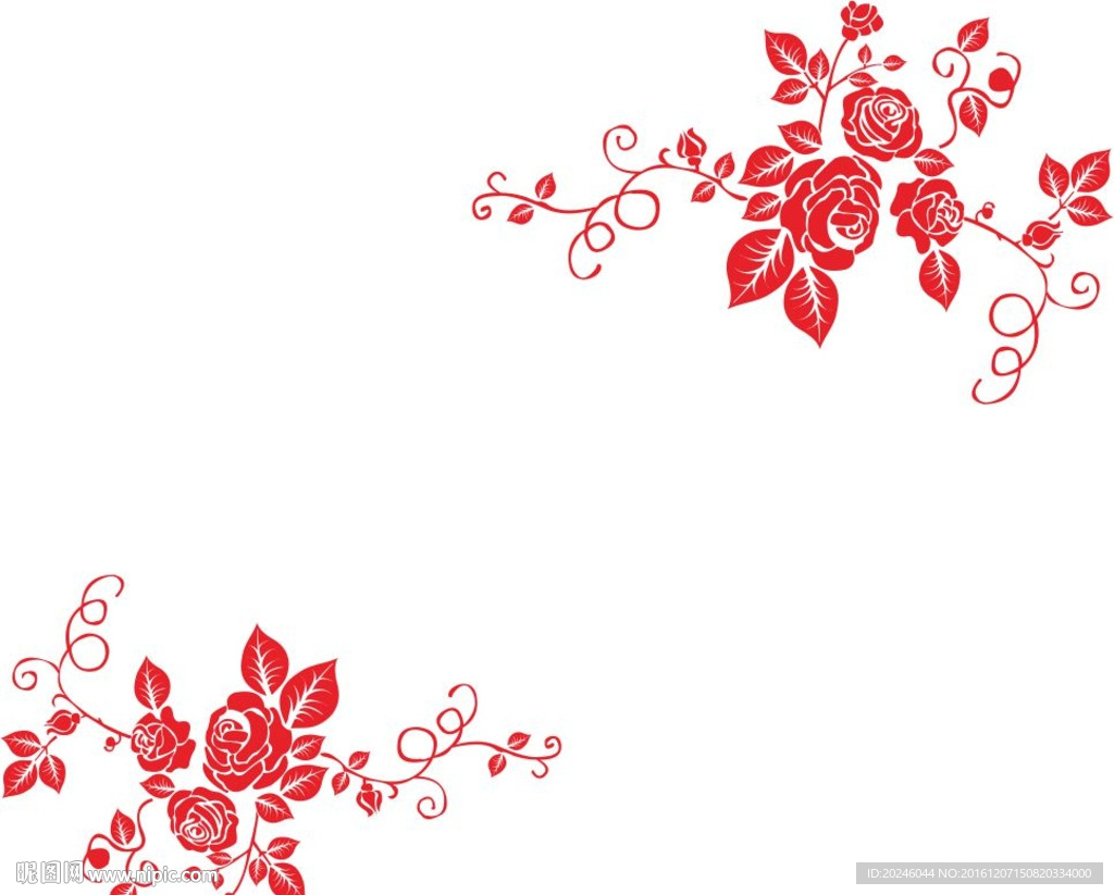 对角牡丹花矢量图