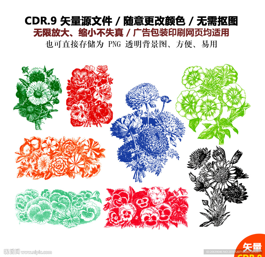 手绘花朵花卉郁金香矢量图