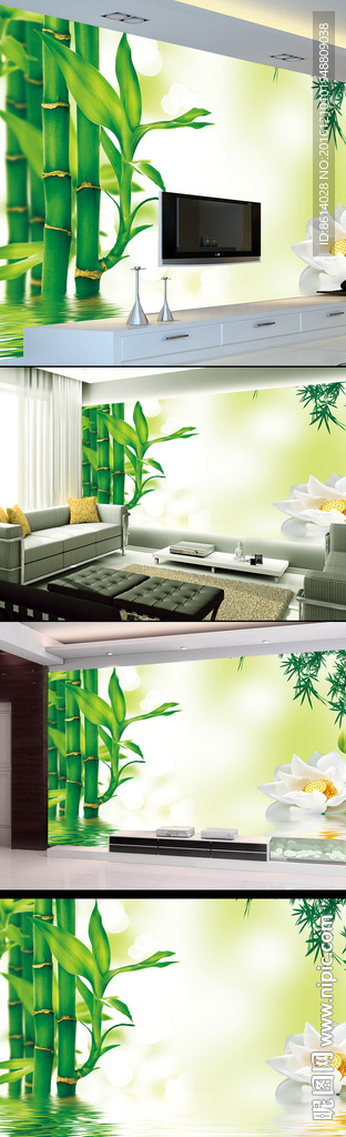 竹子电视背景墙