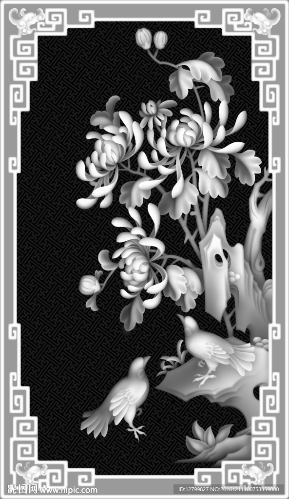 经典四季花灰度图