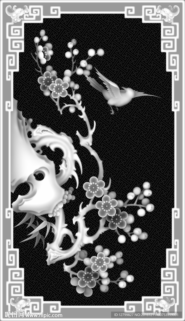 经典四季花灰度图