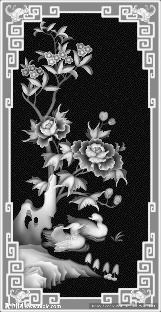 经典四季花灰度图