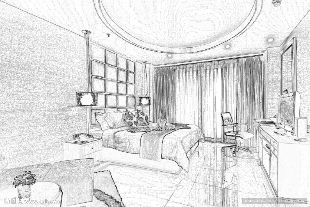 素描客房图