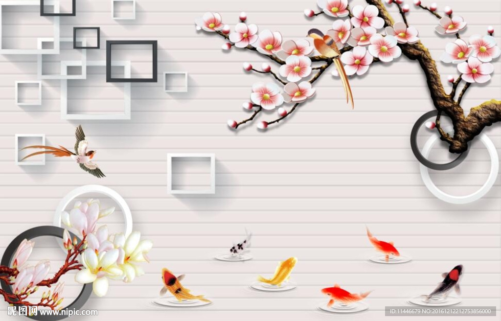 3D方框梅花背景