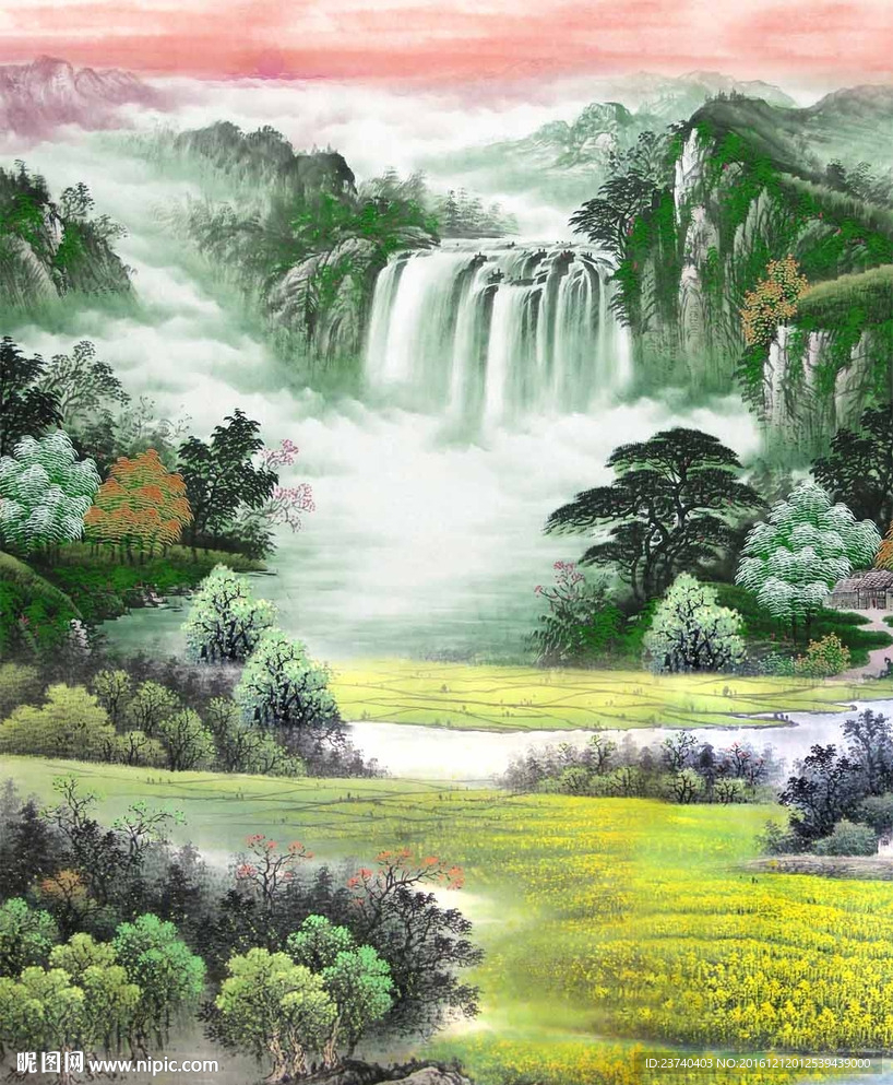 山水玄关国画