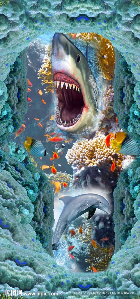 3d海底玄关背景墙