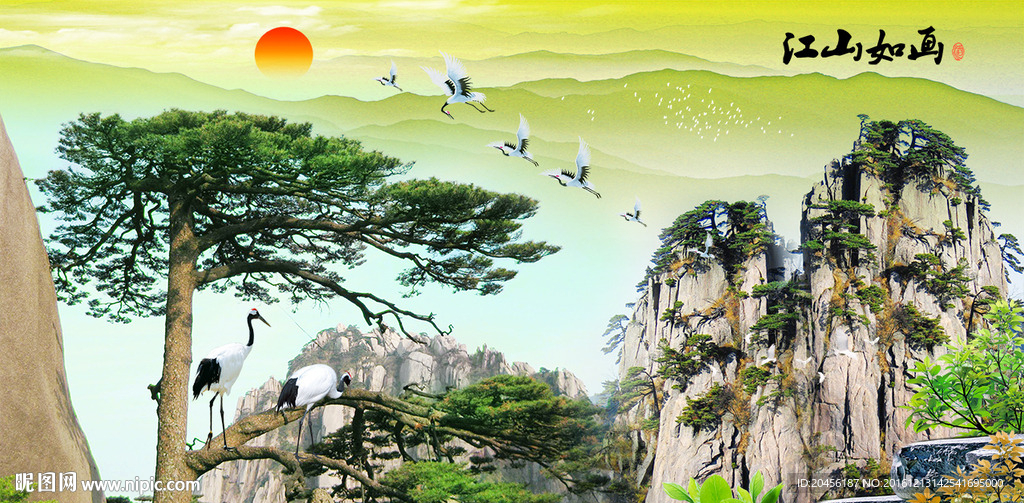 江山如画背景墙