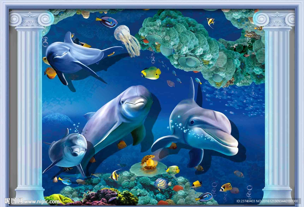 3d背景墙海底