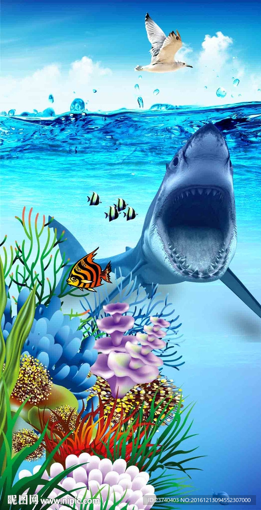 海底玄关背景墙