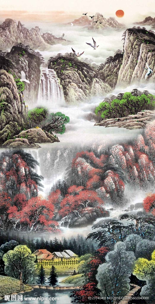 山水国画玄关