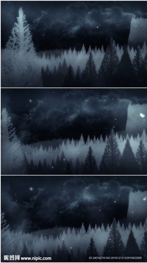 诡异森林下雪的夜动画