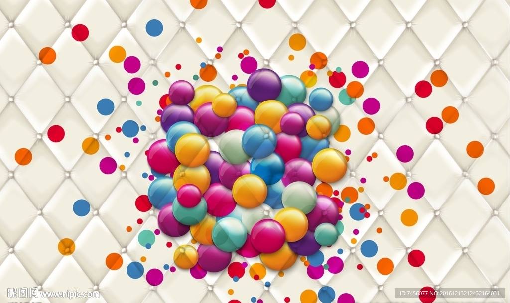 彩色石子软包立体背景墙