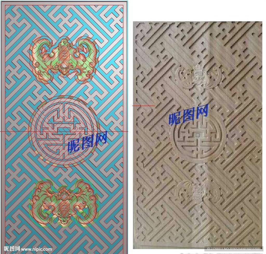 仿古蝙蝠福寿门板精雕浮雕灰度